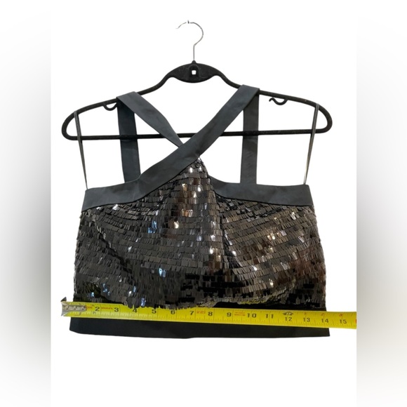 Zara Basics black sequin criss-cross back crop top size small - Picture 5 of 5